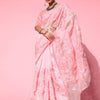 Women's Organza Pink Embroidered Designer Saree With Blouse Piece