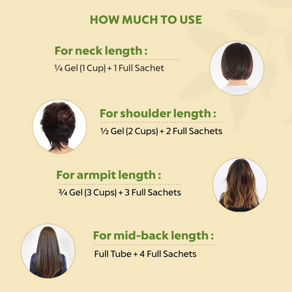 Indus Valley Damage-Free Gel Hair Color in dark brown, showing the gel formula and hair application process.
