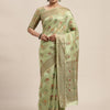 Women's Silk Blend Olive Woven Design Designer Saree With Blouse Piece