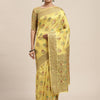 Women's Silk Blend Yellow Woven Design Designer Saree With Blouse Piece