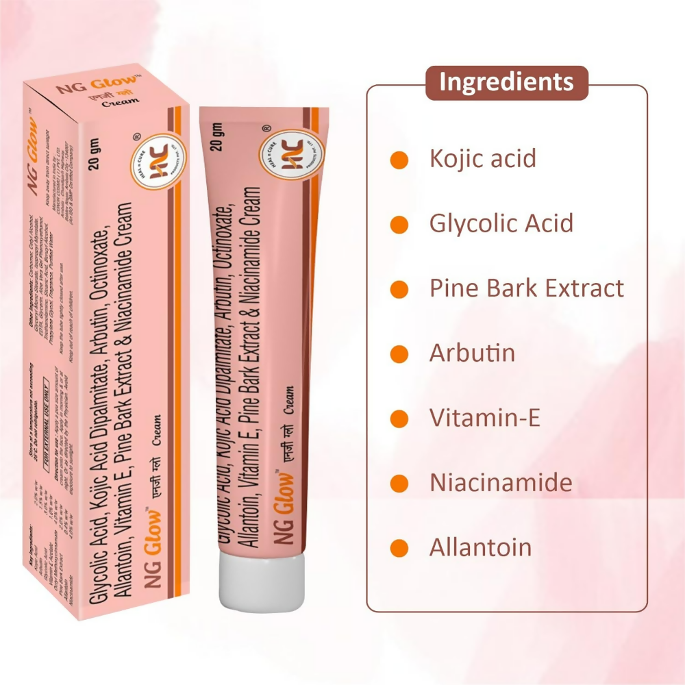 Heal N Cure NG Glow Face Cream jar showcasing the skincare product with a clean, white container and label.