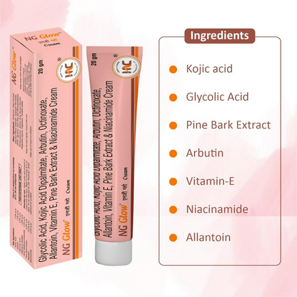 Heal N Cure NG Glow Face Cream jar showcasing the skincare product with a clean, white container and label.