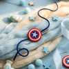 Dhiyona Stylish Red & Blue Avengers Design Kids Rakhi With Roli Chawal Chandan Mishri
