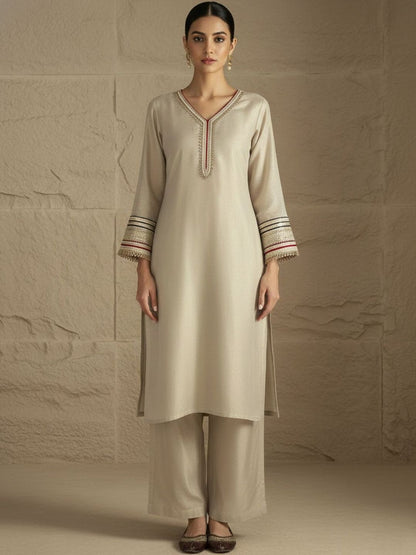 Dhiyona VA Women Floral Regular Thread Work Kurta with Palazzos & With Dupatta