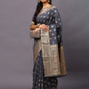 Women's Silk Blend Grey Woven Design Woven saree With Blouse Piece