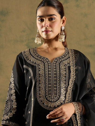 Dhiyona IE Ethnic Motifs Embroidered Panelled Kurta With Trousers & Dupatta
