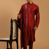 Men's Maroon Viscose Straight Kurta  Pyjama & Dupatta Set
