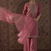 Indyancart IE Ethnic Motifs Embroidered Notch Neck Zari Kurta With Palazzos & Dupatta