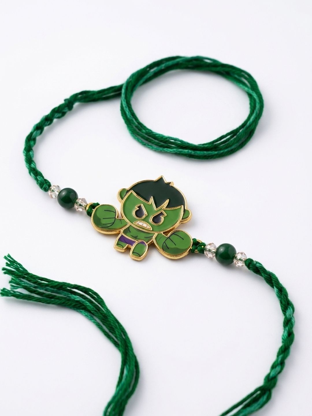 Anouk Kids Hulk Character Artificial Beads Thread Rakhi With Roli Chawal Chandan Mishri