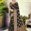 Dhiyona GR Women's GJ Black Diamond Ebony Black Zari Woven Design Cotton Blend Saree