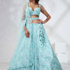 Women Turquoise Blue Georgette Sequins and thread embroidery  Lehenga choli & Dupatta