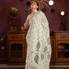 Dhiyona GR Women's Maitri White Linen Woven Saree