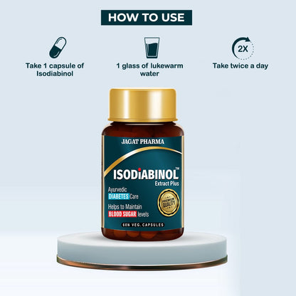 Jagat Pharma ISODIABINOL Capsules 100% Ayurvedic Diabetes Care 60 Caps