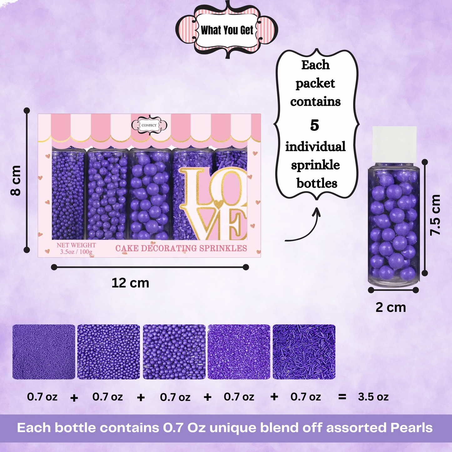 Confect Sprinkles for Cakes & Cupcakes Decoration | USP-1(Purple)