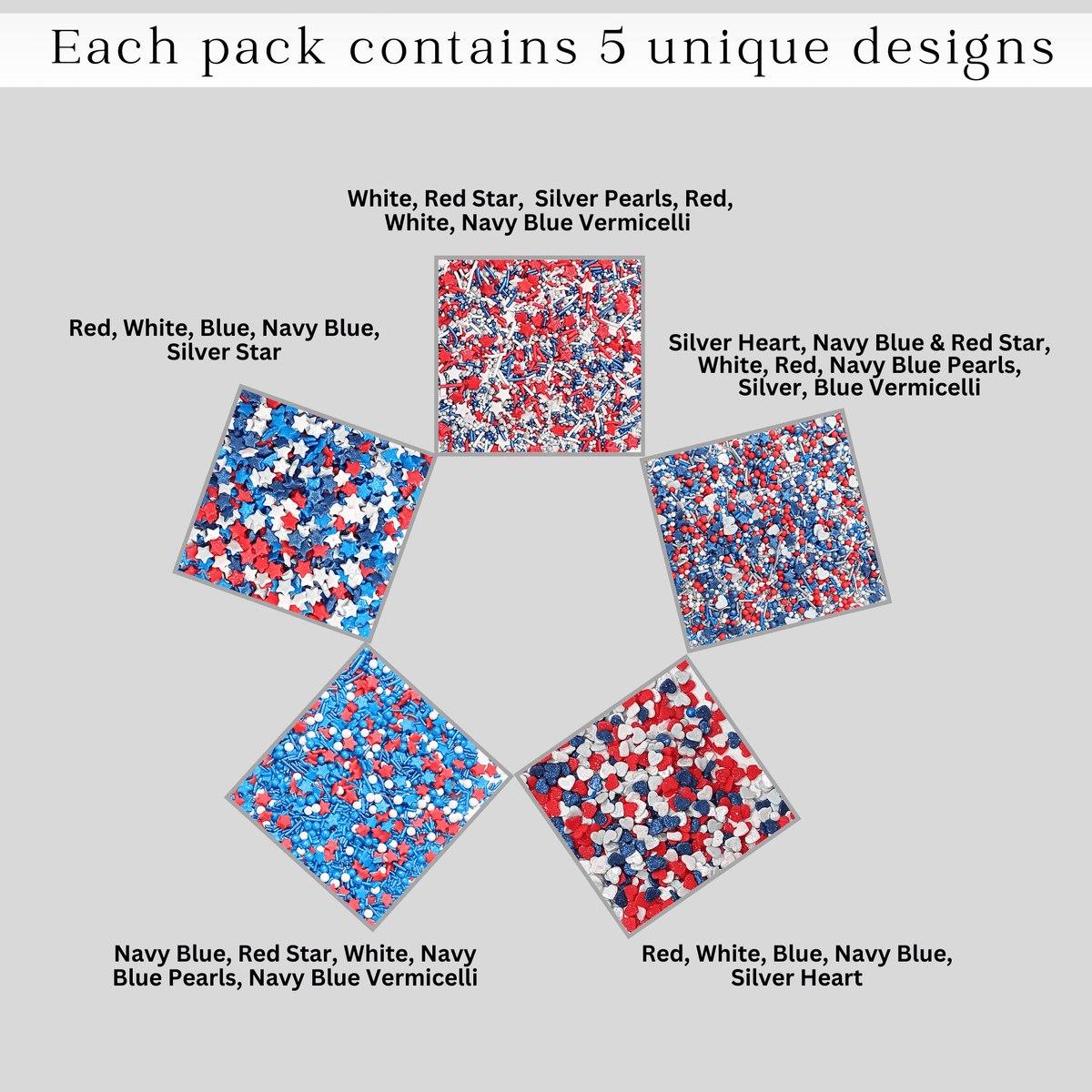 Confect Heart & Star Sprinkles | Pearls & Jimmies | Ultimate Avenger Patriotic Sprinkles