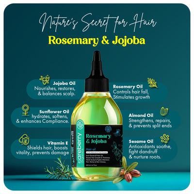 Careberry 100% Organic Rosemary & Jojoba Anti Dandruff Hair Oil