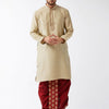 Men's Beige Silk Blend Straight Kurta and Dhoti Set