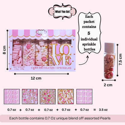 Confect Girls Baby Shower Sprinkles | Mix Heart, Teddy, Baby Feed Bottle & Baby Feet Sprinkles