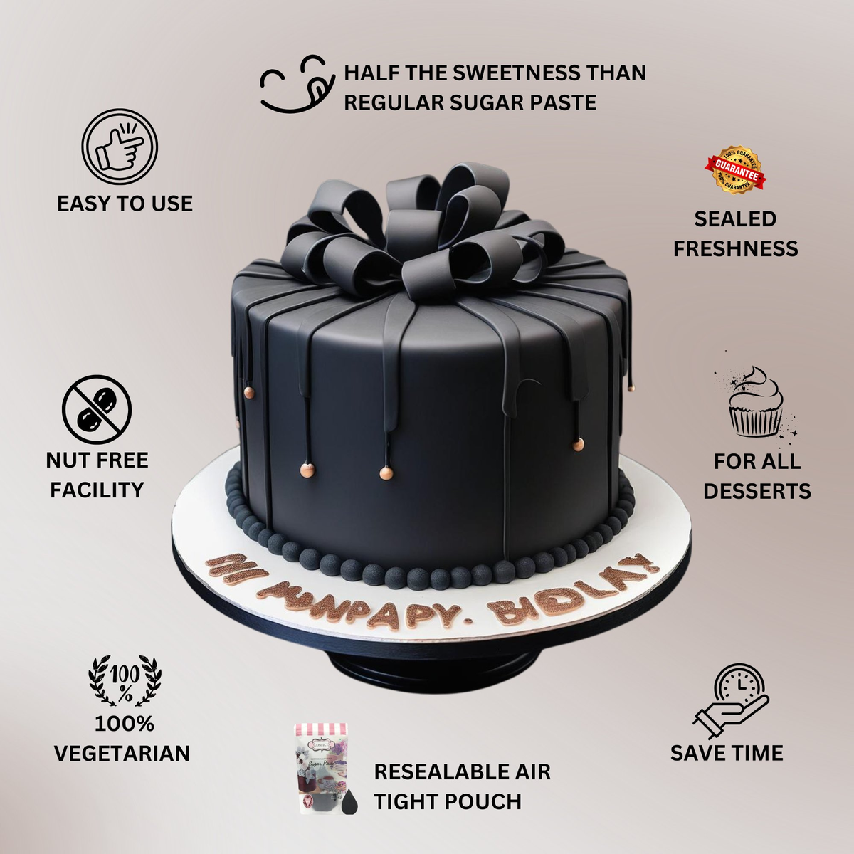 Confect Black Fondant | Edible Sugarpaste