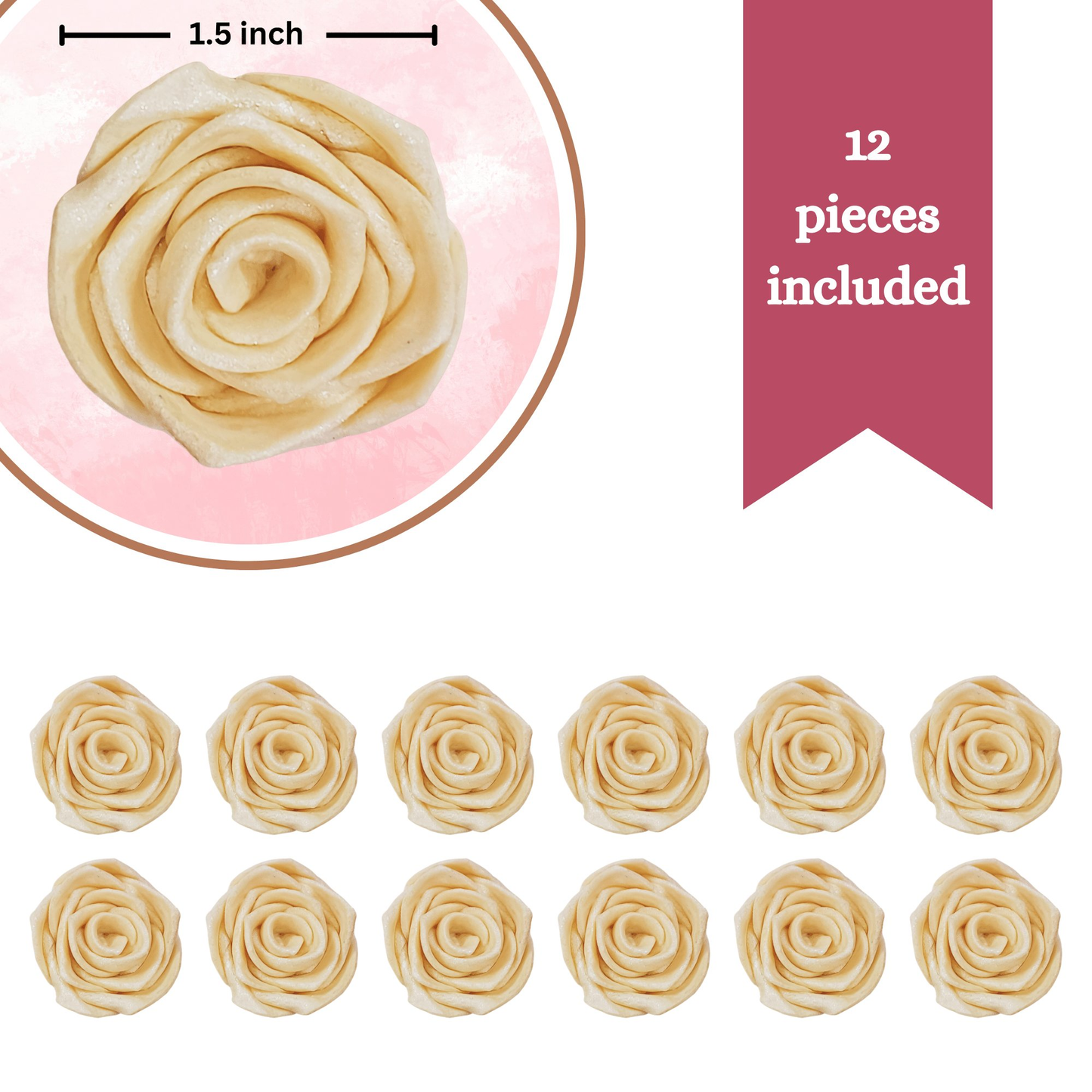 Confect Pearl | Edible Metallic Sugar Roses Topper