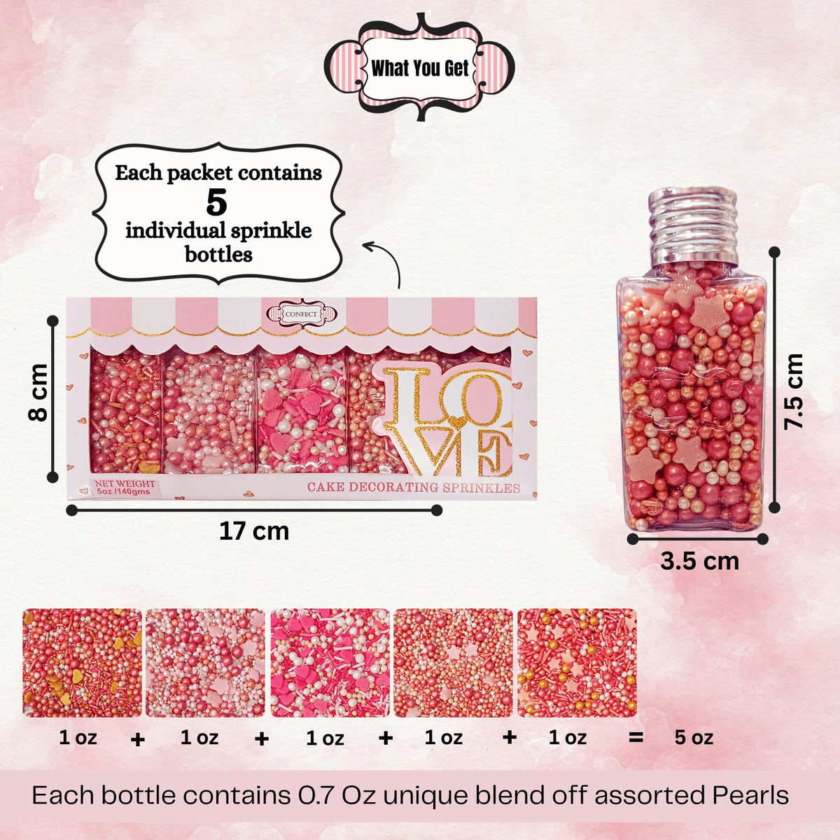 Confect Valentine Sprinkles | 13 Edible Decoration for Baking & Dessert