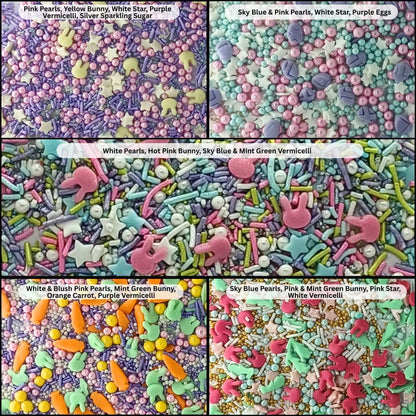 Confect Edible Sprinkles | Mix Red, Pink, Green & Yellow Pearls Pack of 5 (EAST 1) - 100Gms