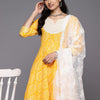 Indyancart VA Women'sBandhani Printed Gotta Patti Pure Cotton Kurta With Sharara & With Dupatta