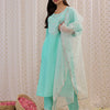 Dhiyona IE Floral Embroidered Regular Aari Work Kurta with Trousers & With Dupatta