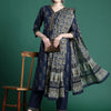 Dhiyona IE Floral Printed Pure Cotton Kurta With Trousers & Dupatta