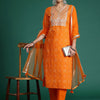 Dhiyona IE Bandhani Printed Sequinned Pure Cotton Kurta With Trousers & Dupatta