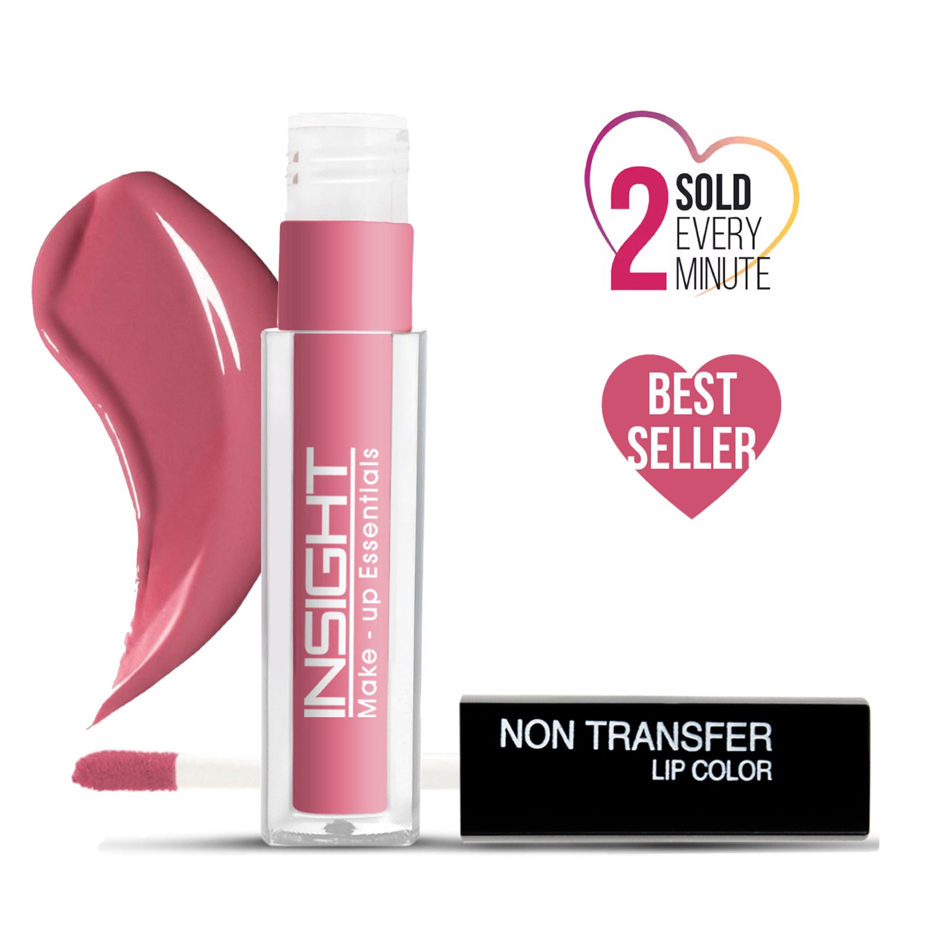 Insight Cosmetics Non-Transfer Lip Color, 12hr Long Lasting Matte Lips, Moisturizing & Light Weight - 04 Ferocious Pink