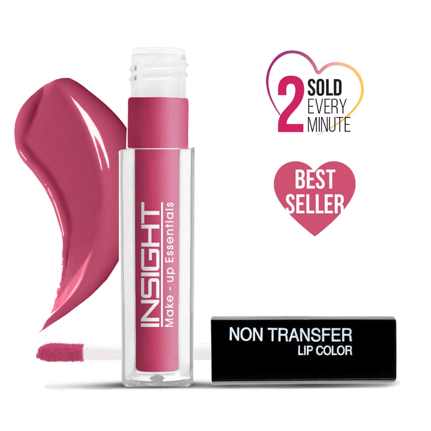 Insight Cosmetics Non-Transfer Lip Color, 12hr Long Lasting Matte Lips, Moisturizing & Light Weight - Molten Pink