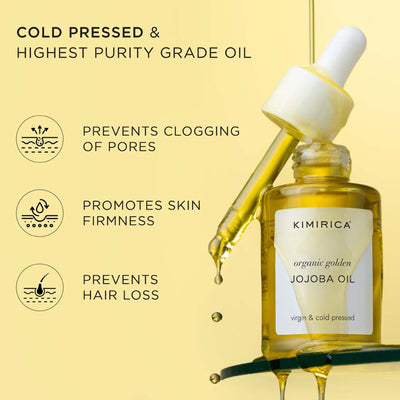 Kimirica 100% Pure Cold Pressed Jojoba Oil For Preventing Hair Loss & Nourishment For Face & Body