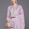 Dhiyona IE Floral Embroidered Regular Thread Work Linen Kurta with Trousers & Dupatta