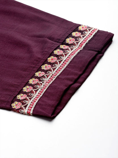 Indyancart IE Plus Size Floral Embroidered Embellished Straight Kurta with Trouser And Dupatta