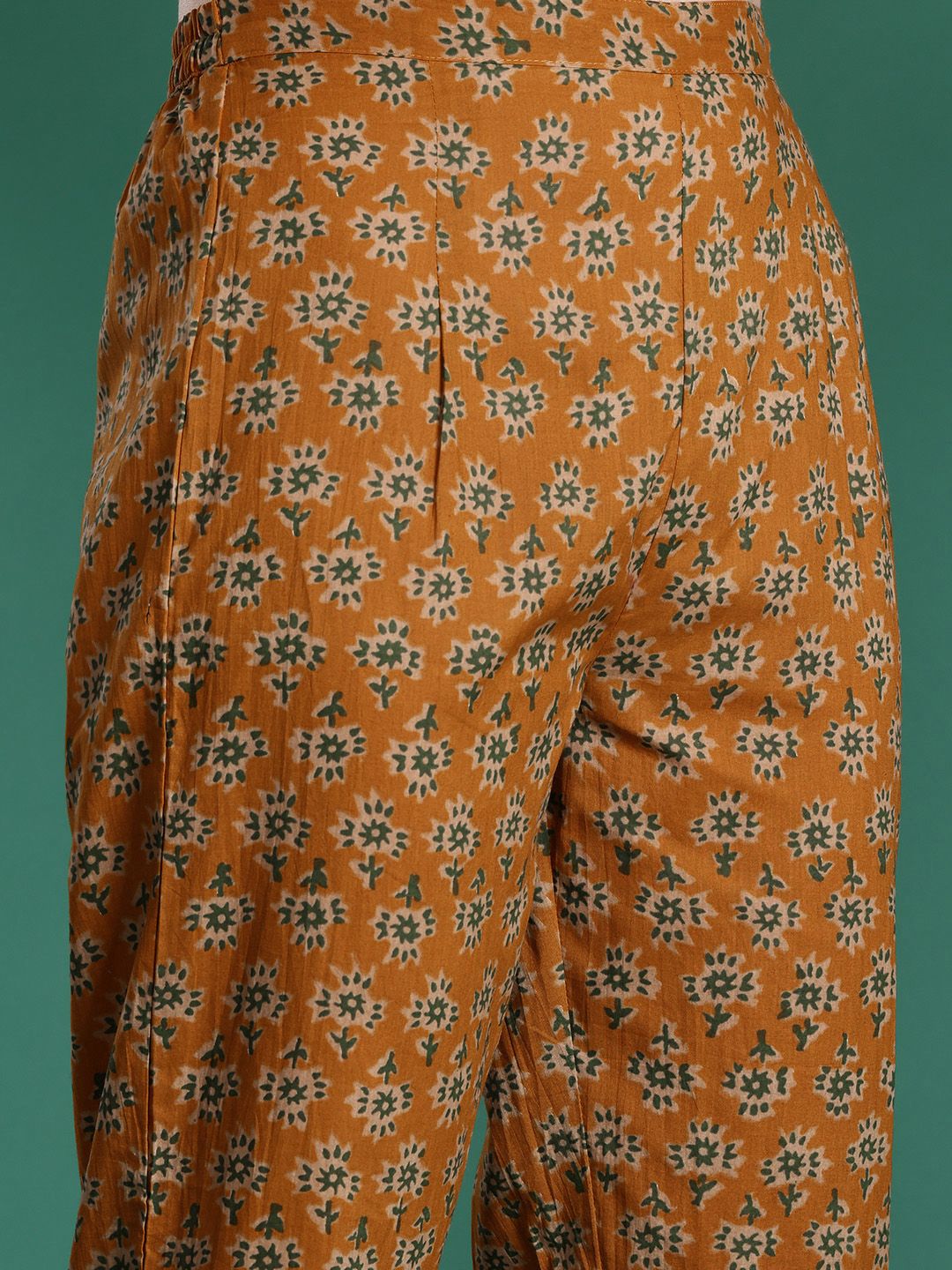 Dhiyona IE Floral Printed Sequinned Pure Cotton Kurta With Trousers & Dupatta