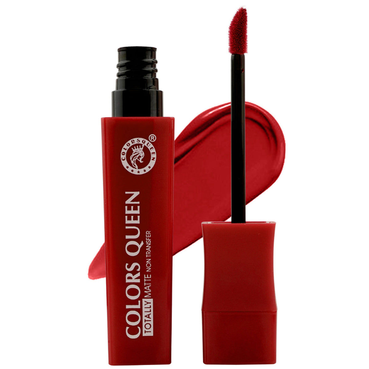 Colors Queen Totally Matte Liquid Lipstick in Extra Chilly, deep mauve shade, shown in a sleek tube with applicator.