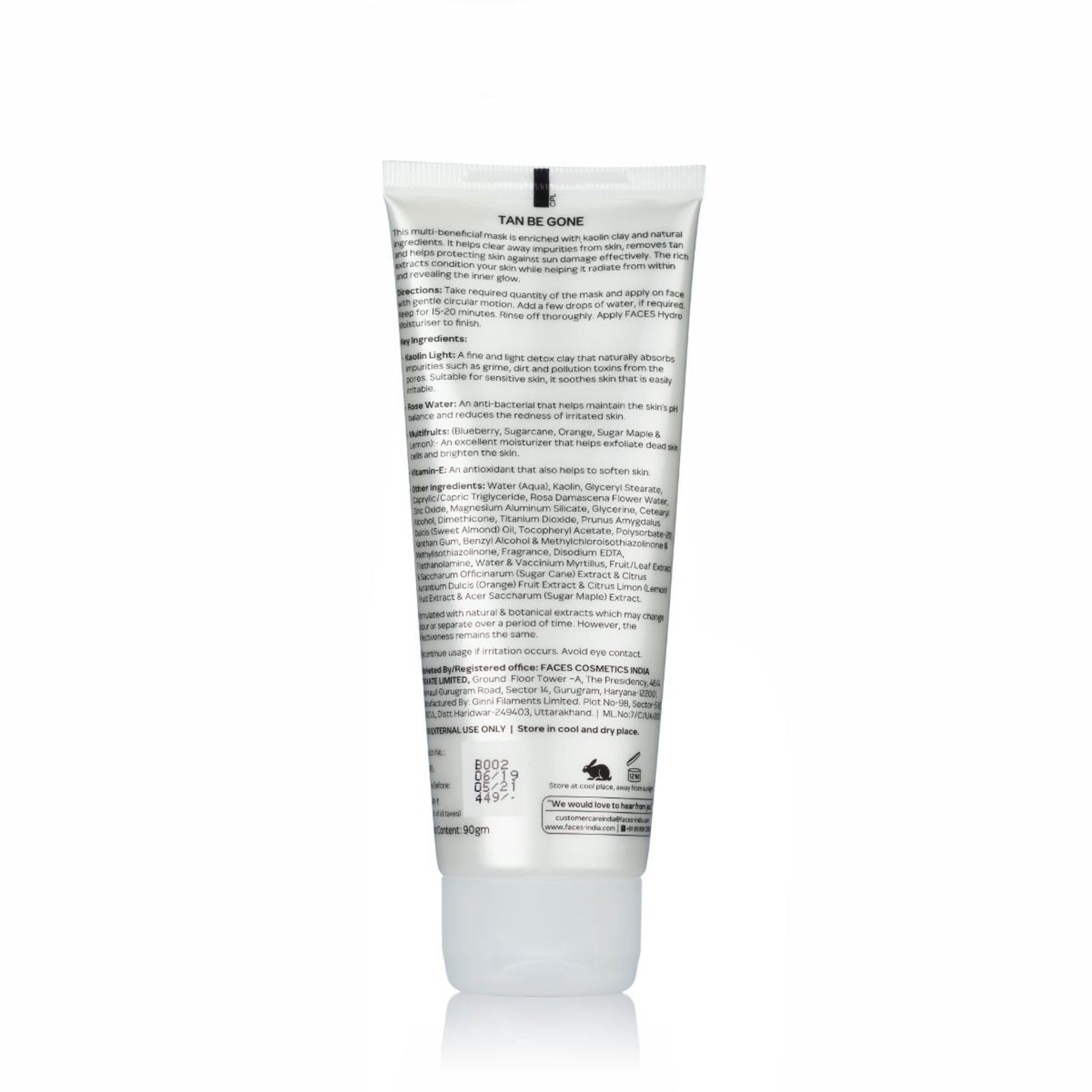 Faces Canada Tan Be Gone De Tan Skin Brightening Clay Mask