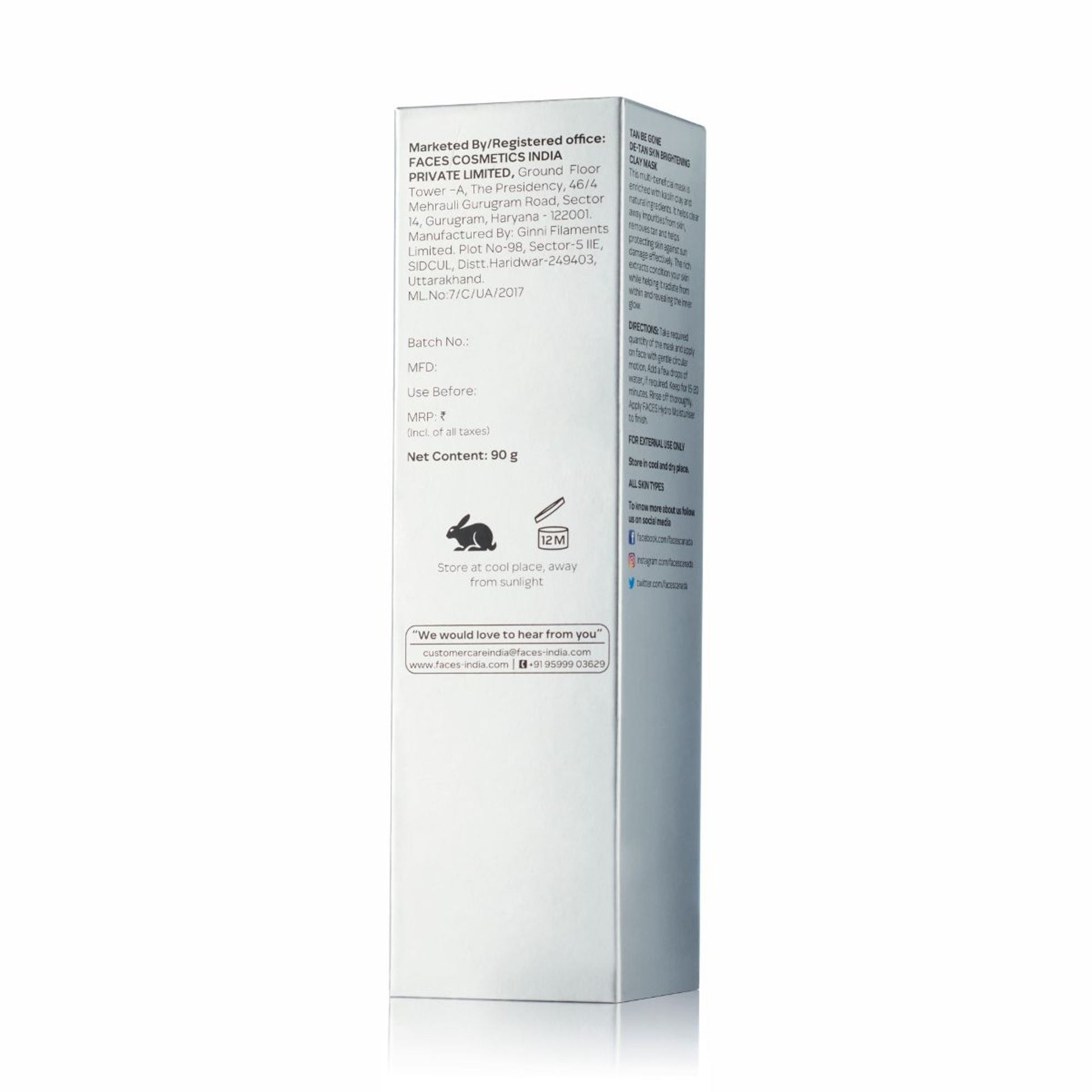 Faces Canada Tan Be Gone De Tan Skin Brightening Clay Mask