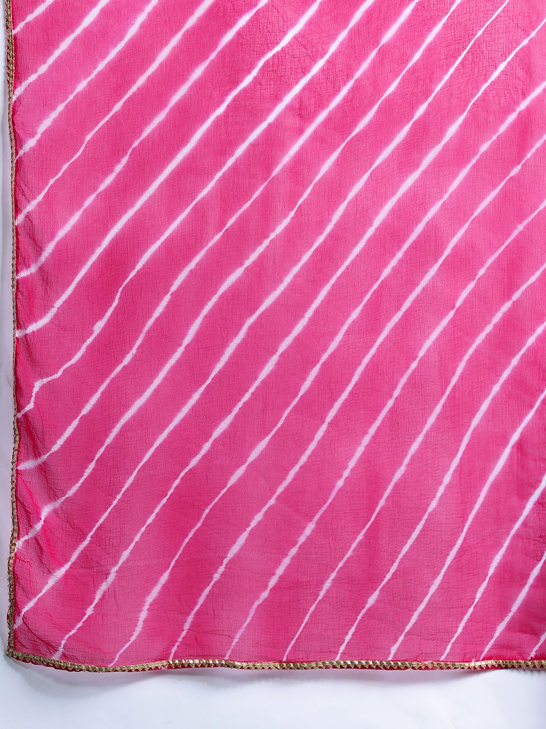 Indyancart IE Leheriya Printed Zari Kurta With Trousers & Dupatta