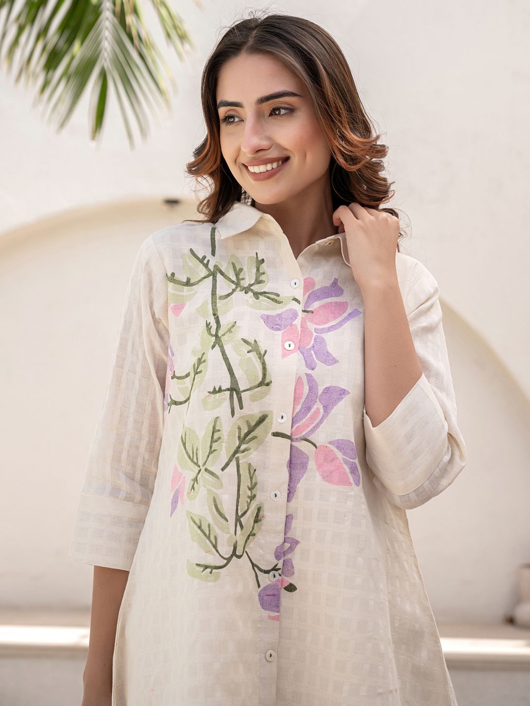 Women Floral Printed Regular Pure Cotton A-Line Kurta with Trousers