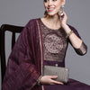 Dhiyona IE Women Purple Yoke Design Kurta with Palazzos & With Dupatta