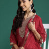 Dhiyona IE Embroidered Chanderi Silk Kurta With Trousers & Dupatta