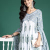 Indyancart IE Women Floral Printed Empire Pure Cotton Kurta With Palazzos & Dupatta