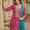 Indyancart IE Zari Ethnic Motifs Embroidered Notch Neck Straight Kurta With Trousers & Dupatta