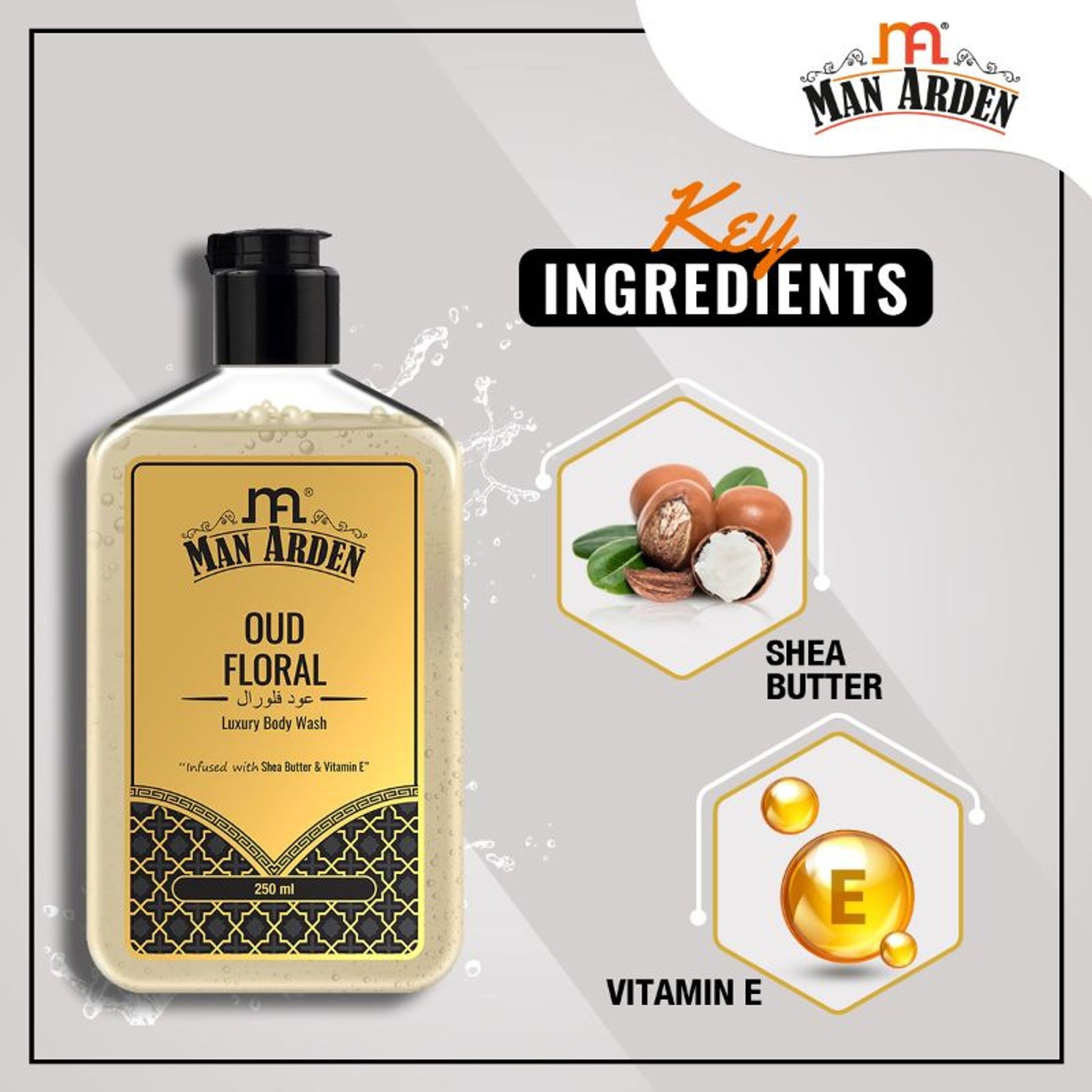 Man Arden Oud Floral Luxury Body Wash Infused With Shea Butter & Vitamin E