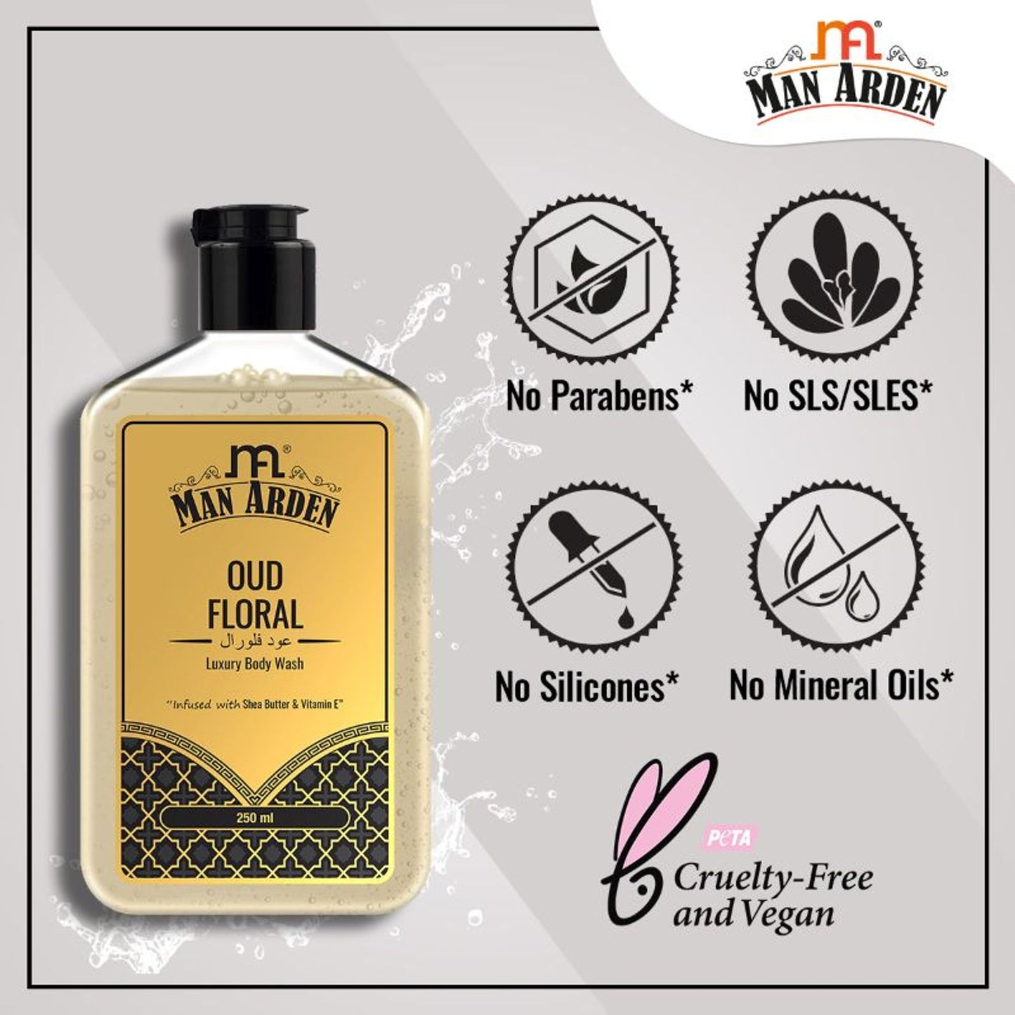 Man Arden Oud Floral Luxury Body Wash Infused With Shea Butter & Vitamin E
