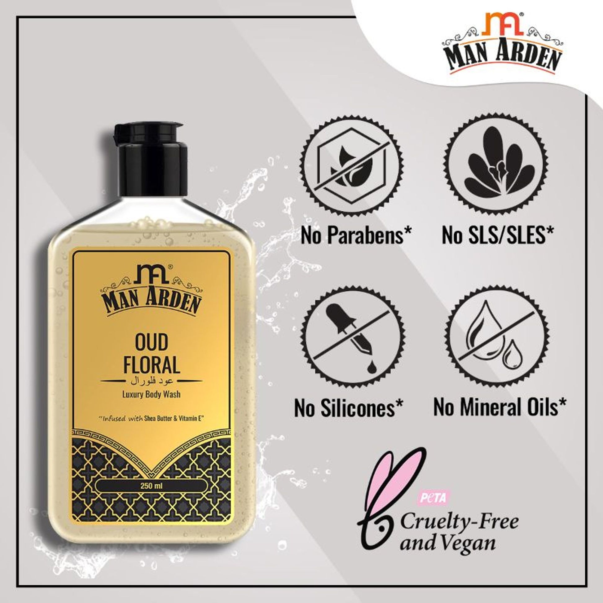 Man Arden Oud Floral Luxury Body Wash Infused With Shea Butter & Vitamin E