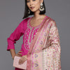 Dhiyona VA Women's Floral Yoke Design Regular Thread Work Kurta with Trousers & Dupatta