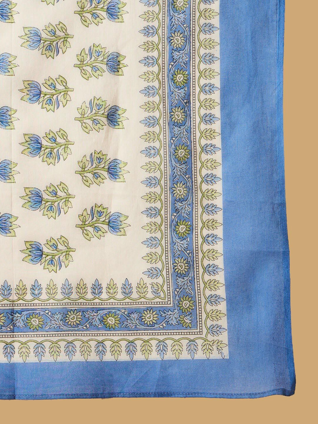 Indyancart IE Floral Printed Regular Sequinned Pure Cotton Kurta with Trousers & Dupatta
